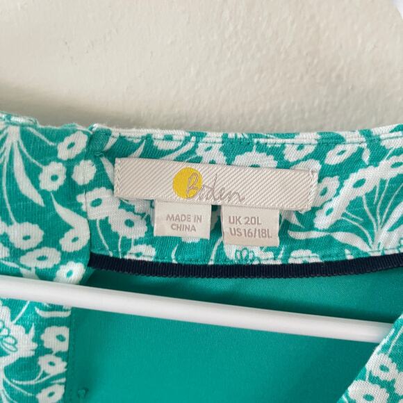 Boden Womens Back Cutout Cottagecore Dress 20L Green White Floral Melon Sleeves - Picture 5 of 10